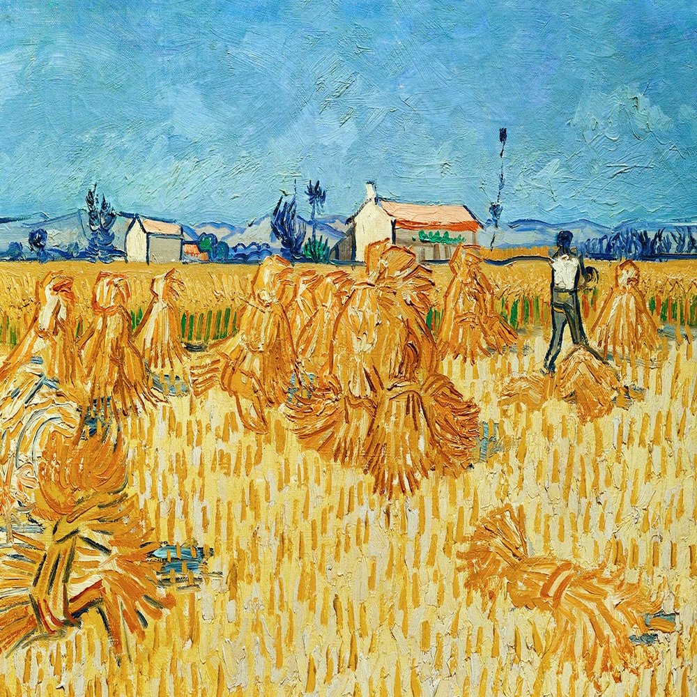 Textured Paper - Vincent Van Gogh - Harvest in Provence (1888) Photo Poster Art Print Painting - Size: 18 x 12 Inches