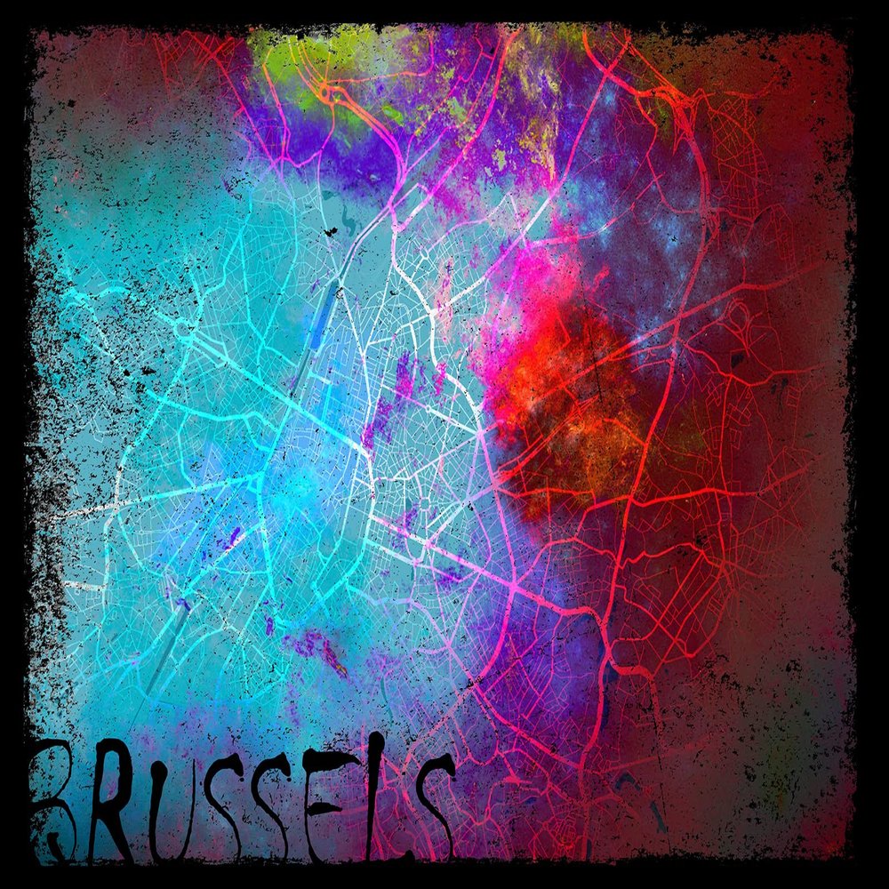 Textured Paper - Brussels, Belgium Original Map Design Colourboo - Art Print Poster Photo Gift - Size: 18 x 12 Inches