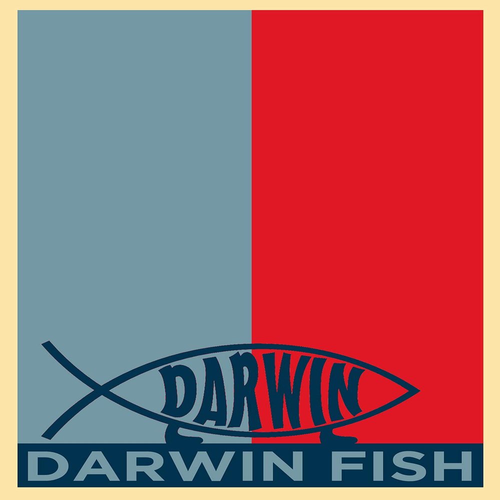 Textured Paper - Darwin Fish Art Print - Hope - Photo Poster Gift - Charles Atheist Atheism Biology Biologist - Size: 18 x 12 Inches