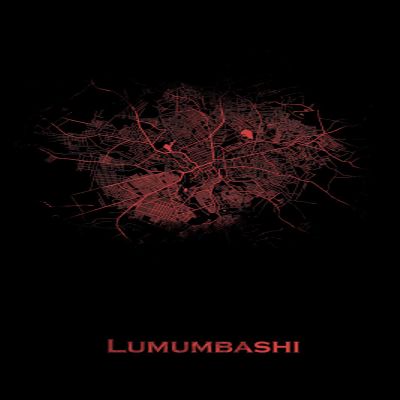 Textured Paper - Lumumbashi, Congo Original Map Design Red Splatter - Art Print Poster Photo Gift - Size: 18 x 12 Inches