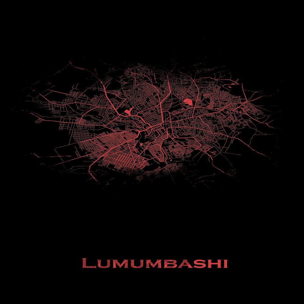 Textured Paper - Lumumbashi, Congo Original Map Design Red Splatter - Art Print Poster Photo Gift - Size: 18 x 12 Inches