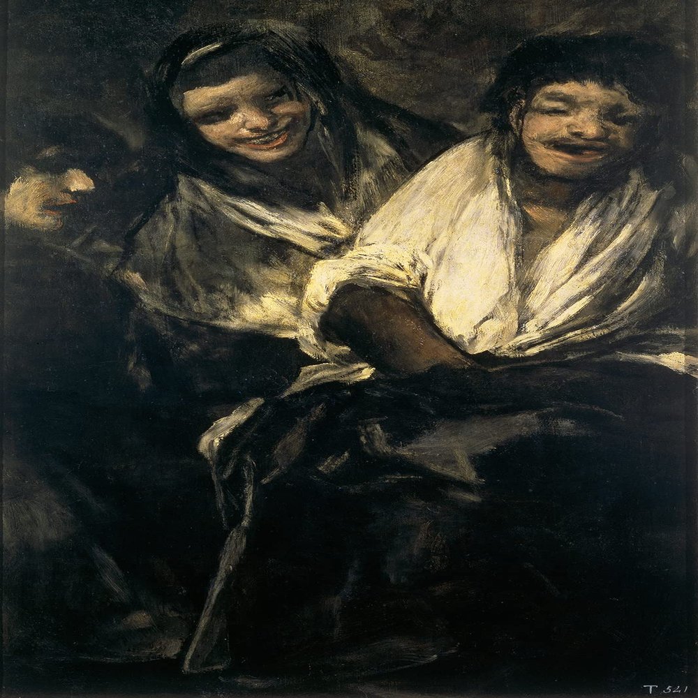 Textured Paper - Francisco Goya - Man Mocked by Two Women (1823) Photo Poster Painting Art Print - Size: 18 x 12 Inches