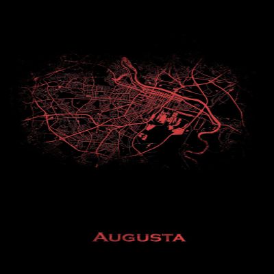 Textured Paper - Augusta, Georgia, USA Original Map Design Red Splatter - Art Print Poster Photo Gift - Size: 18 x 12 Inches