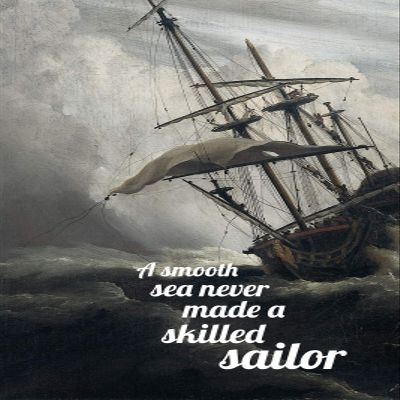 Textured Paper - A Smooth SEA Never Made a Skilled Sailor - Motivational Art Print Photo Poster Gift Motivation Quote - Size: 18 x 12 Inches