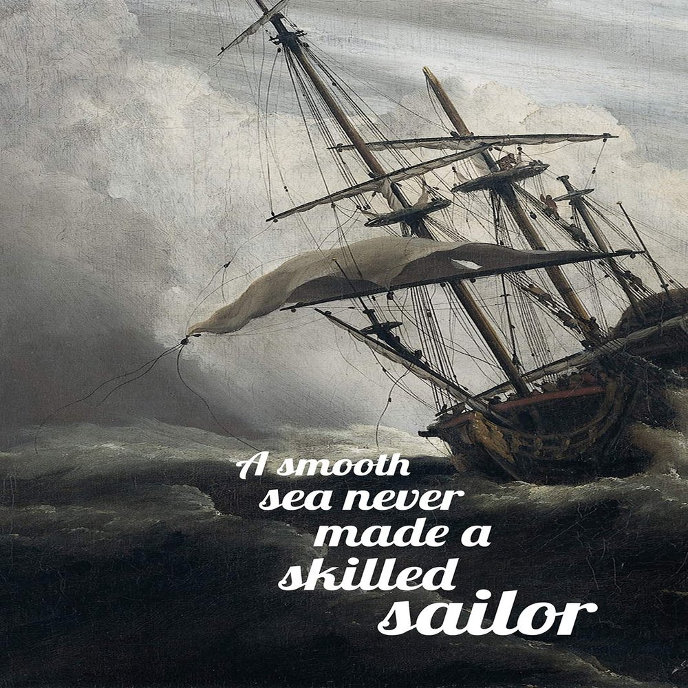 Textured Paper - A Smooth SEA Never Made a Skilled Sailor - Motivational Art Print Photo Poster Gift Motivation Quote - Size: 18 x 12 Inches