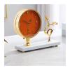 TOMYEUS Table Clock Desk Clock Living Room Home Fashion Clock Ornament Sitting Table Clock Simple High-Grade Marble Countertop Desk Clock (Color : Orange) view 1