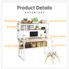Computer Desk with Hutch and Bookshelf, Home Office Desk Spacious Desktop with Upper Shelves, Metal Stable structure White Stylish Desk Study Writing Work Easy Assemble (100*50CM(39.4*19.7 Inches)) view 3
