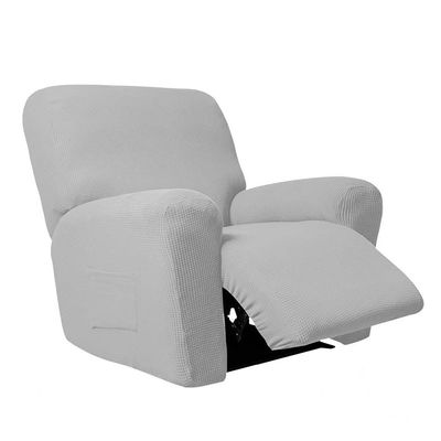 4-Pieces Soft Recliner Cover Super Stretch Non Slip Recliner Chair Cover Solid Color Recliner Sofa Cover for Living Room Bedroom Furniture -Grey-2