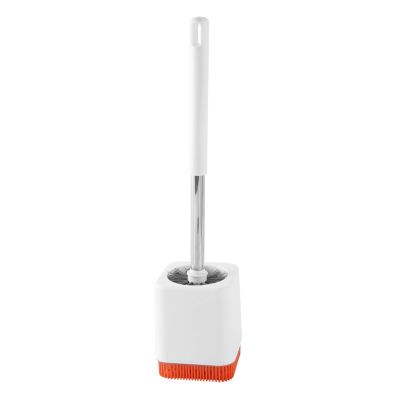 TOMYEUS Toilet Brush Toilet Brush No Dead Angle Home Wash Toilet Set Wall-Mounted Free Punch with Base Soft Brush Plastic Brush Deep Cleaning Brush (Color : Orange)