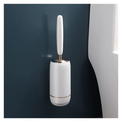 TOMYEUS Toilet Brush Toilet Brush No Dead Angle Home Wall-Mounted Toilet Toilet Cleaning Long Handle Silicone Toilet Brush Deep Cleaning Brush (Color : White, Size : Gold)