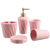 moisture Soap Dispenser Set Household Ceramic Soap Dispenser, Toothbrush Holder, Mouthwash Cup, Soap Dish, Five-Piece Bathroom Set Home Soap Dispenser (Color : Pink) view 1