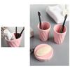 moisture Soap Dispenser Set Household Ceramic Soap Dispenser, Toothbrush Holder, Mouthwash Cup, Soap Dish, Five-Piece Bathroom Set Home Soap Dispenser (Color : Pink) view 3