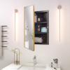Fundin Plastic Medicine Cabinet, Beveled Edge Mirror Door with Round Corner Metal Frame, Recessed and Surface Mount Bathroom Medicine Cabinet, Golden,16 x 24 inch Mirror Size view 1