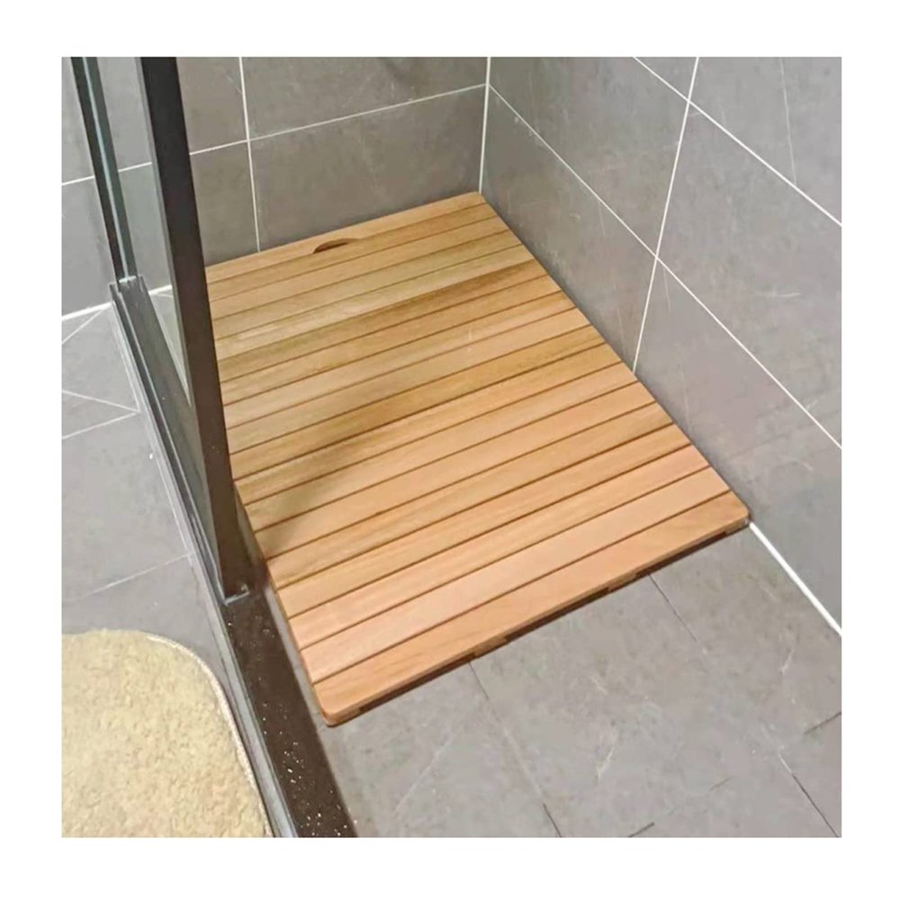 ZXCVBAS Bamboo Bath Mat,Teak Shower Mat, Waterproof Wooden Floor Matbamboo Wood Bath Mats for Bathroom, Non Slip Bathmat, Wooden Rug for Shower Tub Spa and Sauna Floors,30x30cm/12x12in