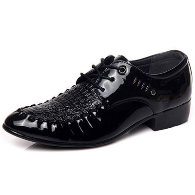 HOOENG Dress Oxford for Men Lace Up Pointed Apron Toe Patchwork Derby Shoes PU Leather Rubber Sole Non Slip Anti-Slip Slip Resistant Prom (Color : Black, Size : 8)
