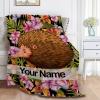 Anuruddha Personalized Super Big 120x90 Inches Blanket with Name, Hedgehog Custom Name Flannel Blankets Fluffy Cozy for More Than 5 People, Cute Hedgehog Pattern Kids Blanket for Newborn Gifts view 3