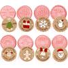 8 Pcs Christmas Cookie Cutters with Plunger Stamps Set 3D Christmas Circle Shape Biscuit Cutter Winter Cartoon Cookie Stamps Stamped Embossed for Treats DIY Cookie Baking Supplies view 1