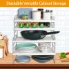 2 Pack Pantry Organization and Storage, Expandable Foil and Plastic Wrap Organizer, Adjustable Kitchen Wrap Organizer Rack for Cabinet, Foil Saran Wrap Holder Shelf for Sandwich Plastic Bags Box, view 4