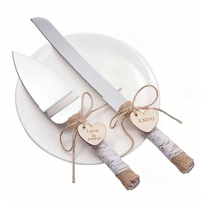Country Style Wedding Cake Knife Shovel Server Set Silverware Stainless Wedding Party Thanksgiving Christmas (H)