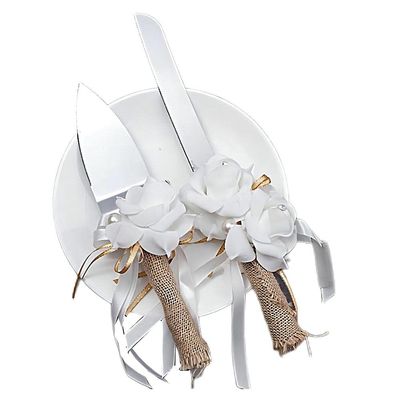 Country Style Wedding Cake Knife Shovel Server Set Silverware Stainless Wedding Party Thanksgiving Christmas (L)
