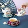 CFLNYC Porcelain Teapot and Teacup for One Set, Teapot with Cup and Saucer Set, Suitable for Milk, Tea, and Coffee Server (Color : Purple) view 4