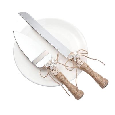 Country Style Wedding Cake Knife Shovel Server Set Silverware Stainless Wedding Party Thanksgiving Christmas (B)