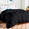 Luxury - Hotel Quality- 800 Thread Count 100% Organic Cotton 500 GSM Fiber Fill 1pc Comforter Box Stitched Down Alternative Oversized King 132" x 120" Inches, Comforter, Black Solid view 1