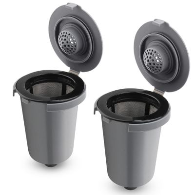 FOTRIC Reusable Filter Cup for Cuisinart, Compatible with Cuisinart #SS-RFC HomeBarista Reusable Filter Cup, Dark Gray (2 Pack)