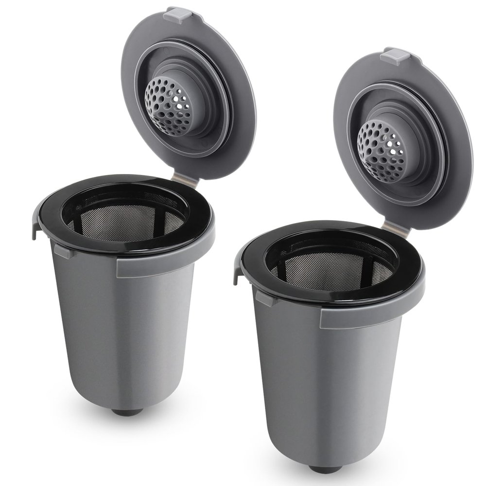 FOTRIC Reusable Filter Cup for Cuisinart, Compatible with Cuisinart #SS-RFC HomeBarista Reusable Filter Cup, Dark Gray (2 Pack)