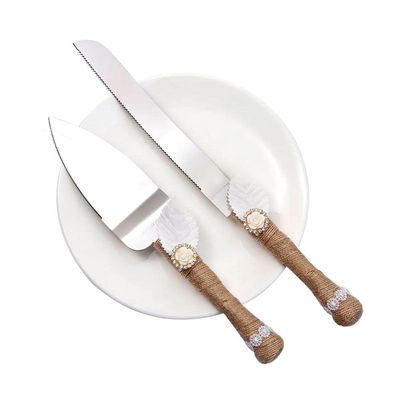 Country Style Wedding Cake Knife Shovel Server Set Silverware Stainless Wedding Party Thanksgiving Christmas (G)