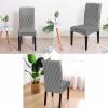 Abstract Retro Geometric Morocco Grey Summer Wave Texture Dining Chair Cover Set of 6,Stretch Chair Protectors Slipcover,Spandex Kitchen Chair Seat Back Cushion Slip Cover for Dining Room,Party view 2