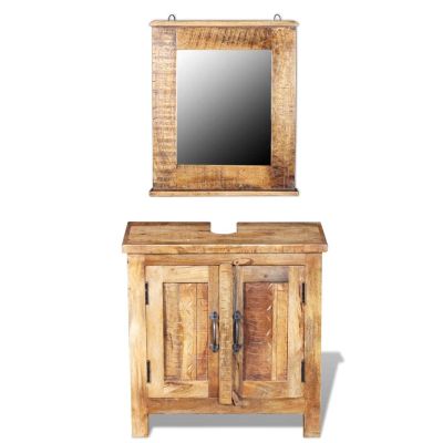 xiannv Bathroom Vanity Bathroom Cabinet, Wall Cabinet Display Shelf, Bathroom Shelving for Picture Ledge Shelf Book/DVD/Glass Storage with Mirror Solid Mango Wood