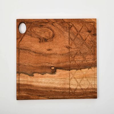 Affinity Decor Acacia Wood Cutting Board for kitchen Chopping Boards, Wooden Platter with Groove, Butcher Block, Natural Cheese Serving Plate (Criss Cross Board 11"L x 7"W)