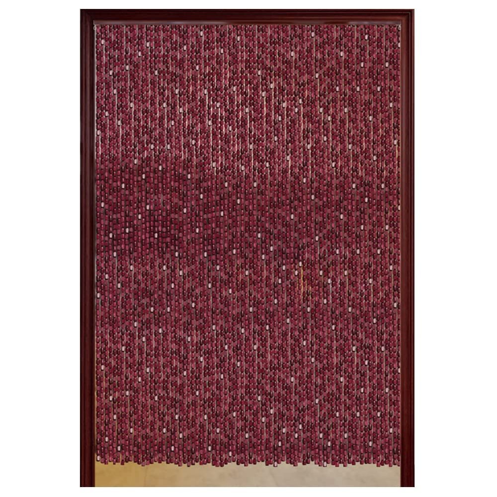 Bamboo Bead Curtain - Bohemian Doorway Beads, Window Front Door Decor, Room Divider, Ventilation & Heat Insulation, Window Treatment or Wall Art (Color : Red, Size : 50 Strands/90x180cm)