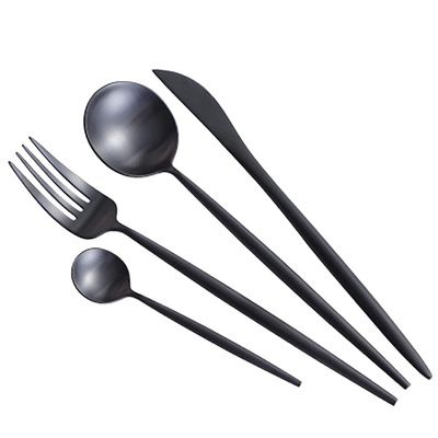 16 Piece Black Matte Silverware Set for 4 18/10 Stainless Steel Flatware Sets,Home Kitchen Curer,Include Fork Knife Spoon Teaspoon