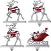 Cesdai Reindeer & Sleigh Stocking Holder Set for Mantle Set of 4,Christmas Deer Stocking Hangers for Firepiece,Christmas Decorations Mantel Hanger for Stocking/Garland (Deer-Sleigh Silver) view 4