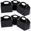 Happyhiram Black 25 CT 6 Inch Candy Boxes Party Favors Stripes Paper Cookie Gift Bags with Handles Gable Boxes Goodie Snack Bags for Graduation Birthday Party view 1