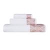 BNM Medallion Cotton 3 Piece Assorted Towel Set, Highly Absorbent, Textured, Quick-Dry, Shower, Spa, Solid White, Color Border, Includes 1 Bath Towel, 1 Hand Towel, 1 Face Towel, White-Emberglow view 1