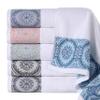 BNM Medallion Cotton 3 Piece Assorted Towel Set, Highly Absorbent, Textured, Quick-Dry, Shower, Spa, Solid White, Color Border, Includes 1 Bath Towel, 1 Hand Towel, 1 Face Towel, White-Emberglow view 4