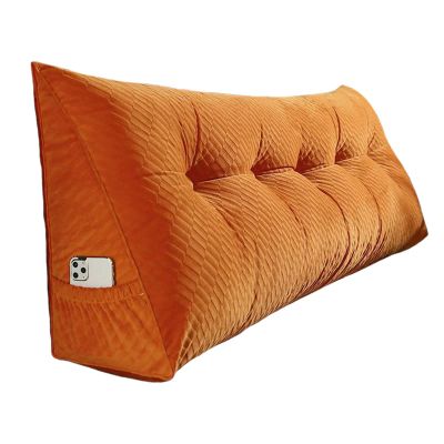 Bed Wedge Pillow for Headboard Back Cushion for Queen Size Bed Lumbar Support Pillow Reading Pillows for Bed Back Support with Removable Cover Washable ( Color : Orange , Size : 59 x 8 x 19 inch )