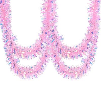 33FT Pink Christmas Tinsel Garland Metallic Tinsel Twist Garland Glitter Foil Decoration for Christmas Tree Wedding Party