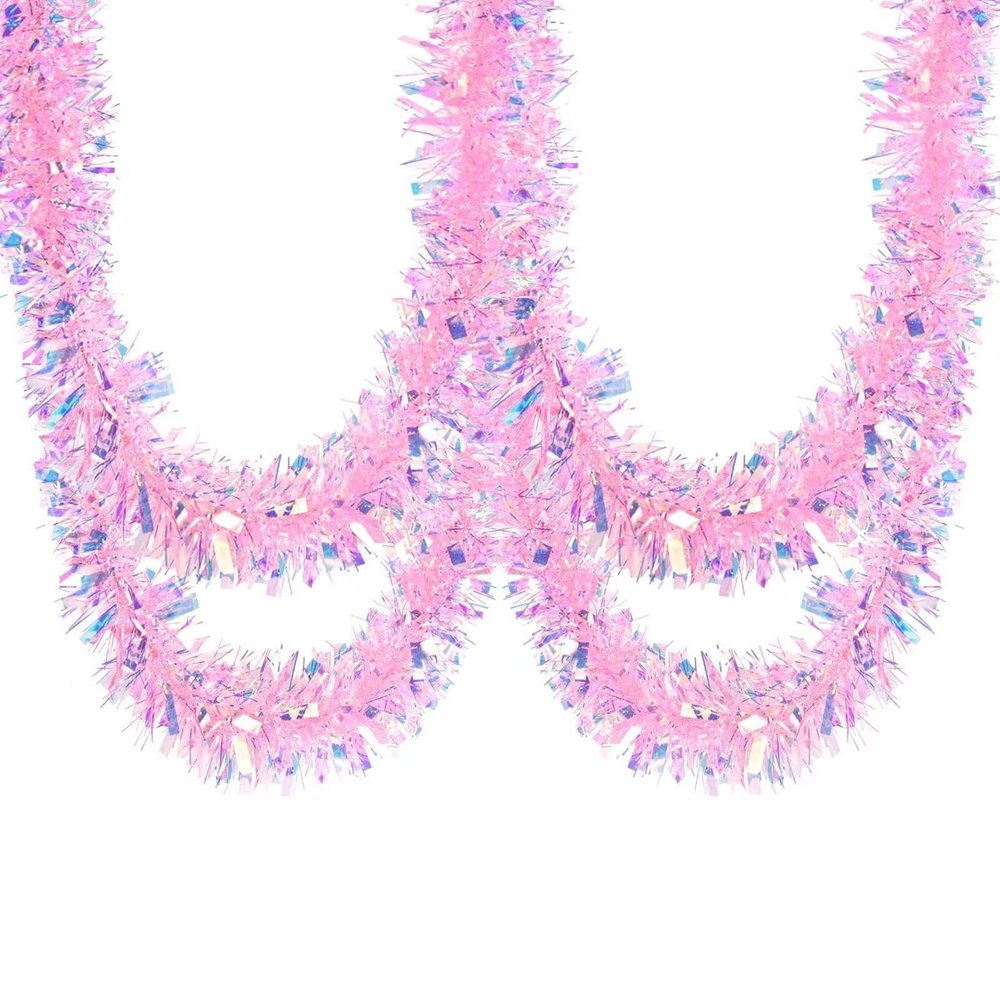 33FT Pink Christmas Tinsel Garland Metallic Tinsel Twist Garland Glitter Foil Decoration for Christmas Tree Wedding Party