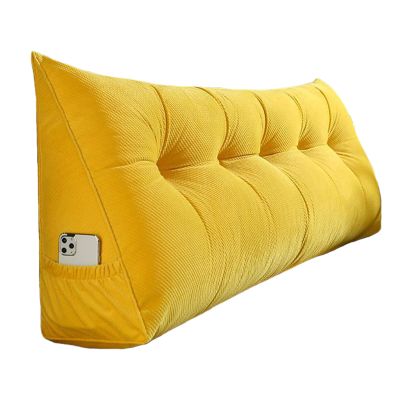 Bed Wedge Pillow for Headboard Back Cushion for Queen Size Bed Lumbar Support Pillow Reading Pillows for Bed Back Support with Removable Cover Washable ( Color : Yellow , Size : 59 x 8 x 19 inch )