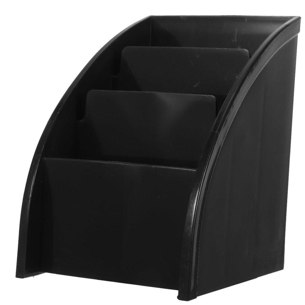 Cabilock Black Plastic Desktop Storage Case with Three Compartments Office Table Organizer for Remote Controls Phones Keys and Stationery Space Saving Holder for Room