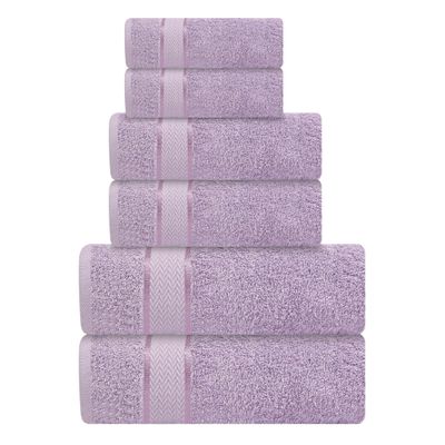 Bath Towels Set-100% Cotton-2 Bath Towels, 2 Hand Towels & 2 Washcloths- Large, Quick Dry, Absorbent, Plush, Soft-Home, Hotel, Pool, Shower - 6 Piece Luxury Bathroom Towels - Light Purple / Lavender