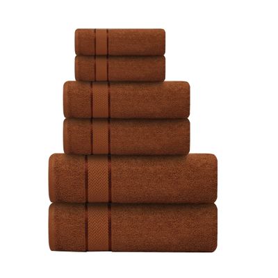 Bath Towels Set-100% Cotton-2 Bath Towel, 2 Hand Towels & 2 Washcloths- Large, Quick Dry, Absorbent, Plush, Soft-Home, Spa, Hotel, Pool, Shower Towel - 6 Piece Luxury Bathroom Towel - Brown