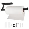 Paper Towel Holders for Kitchen- Under Cabinet Paper Towel Holder Roll Back for Bathroom Towel, Wall Mounted Black Paper Towel Rack 304 Stainless Steel, Adhesive or Drilling Mounting view 1