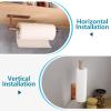 Paper Towel Holders for Kitchen- Under Cabinet Paper Towel Holder Roll Back for Bathroom Towel, Wall Mounted Black Paper Towel Rack 304 Stainless Steel, Adhesive or Drilling Mounting view 4
