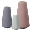 Decorative Ceramic Round Cone Shape Centerpiece Table Vase Set of 3, Pink Large, Gray Medium, and Green Small view 1