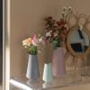 Decorative Ceramic Round Cone Shape Centerpiece Table Vase Set of 3, Pink Large, Gray Medium, and Green Small view 2